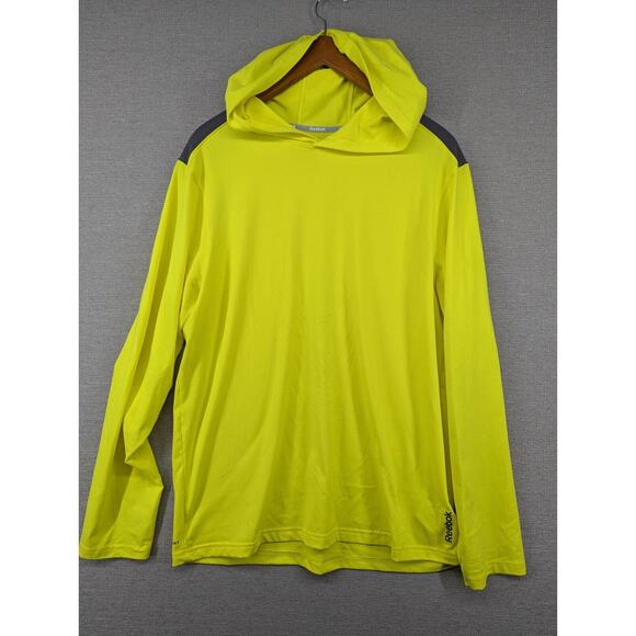 Reebok Hoodie Size Large Pullover Lightweight Bright Yellow -0824G115 - Picture 1 of 8